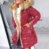 Fashion Fur Collar Cotton Padded Jacket Women Winter Bubble Coat Coats 453546