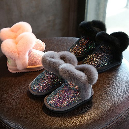 Kids Velvet Winter Snow Boots Warm Plush Shoes 923526