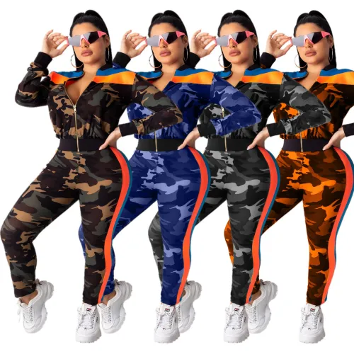 Women Camouflage Print Tracksuit Tracksuits A313569
