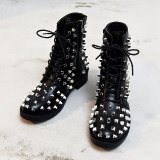 Women Sexy Crystal Fashion Punk Short Boots S192526