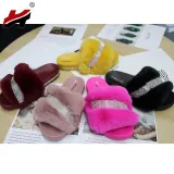 Women's Shoes Slippers Rhinestone Shoes Fashion Fur Slipper Slide Slides