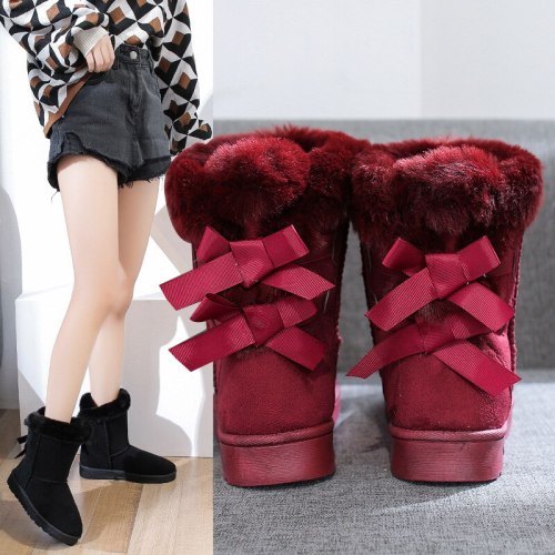 Snow Boots Women Winter Butterfly-knot Warm Boots