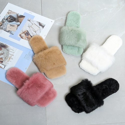 Winter Fashion Women Slippers Faux Fur Warm Slippers 71XYNS20