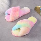 Faux Fur Rainbow Colorful Slippers 32125