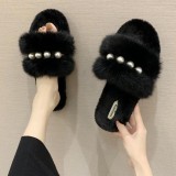 Women Faux Fur Slipper Slippers Slide Slides 18726