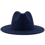 Men Women Wide Brim Wool Felt Jazz Fedora Hats JX-55569