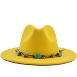 Wide Brim Wool Felt Fedora Panama Hat Hats JX-8211169