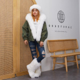 Fashion Faux Fox Snow Boots Parkas Full Hats 2020X00263