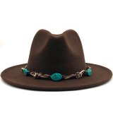 Wide Brim Wool Felt Fedora Panama Hat Hats JX-8211169