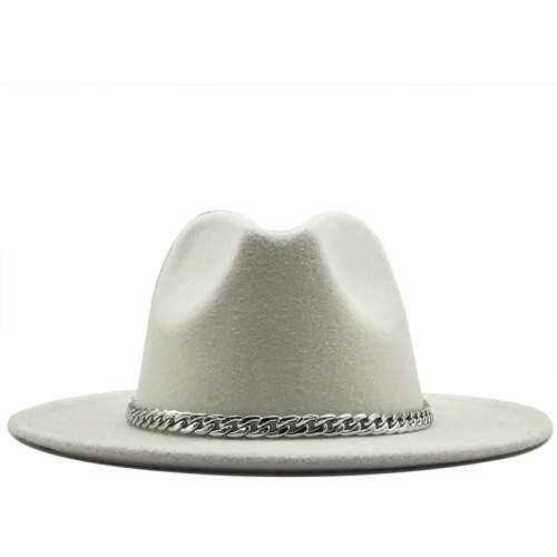 Wide Brim Fedora Hat Imitation Wool Felt Hats JX-6823