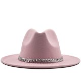 Wide Brim Fedora Hat Imitation Wool Felt Hats JX-6823