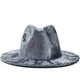 Simple Women Men Gold velvet Fedora Hat Hats JX-31002186