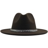 Wide Brim Fedora Hat Imitation Wool Felt Hats JX-6823
