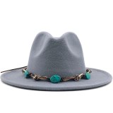 Wide Brim Wool Felt Fedora Panama Hat Hats JX-8211169
