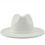 Men Women Wide Brim Wool Felt Jazz Fedora Hats JX-55569