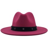 Wide Brim Wool Felt Fedora Hat with Diamond Hats JX-10163
