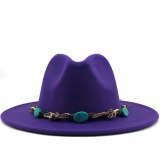 Wide Brim Wool Felt Fedora Panama Hat Hats JX-8211169