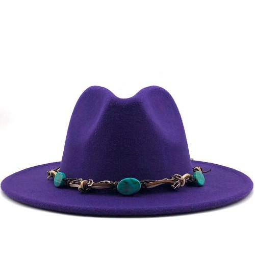 Wide Brim Wool Felt Fedora Panama Hat Hats JX-8211169