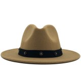 Wide Brim Wool Felt Fedora Hat with Diamond Hats JX-10163