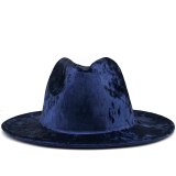 Simple Women Men Gold velvet Fedora Hat Hats JX-31002186