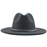 Wide Brim Fedora Hat Imitation Wool Felt Hats JX-6823