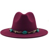 Wide Brim Wool Felt Fedora Panama Hat Hats JX-8211169