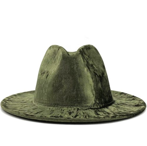 Simple Women Men Gold velvet Fedora Hat Hats JX-31002186