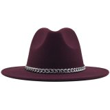 Wide Brim Fedora Hat Imitation Wool Felt Hats JX-6823
