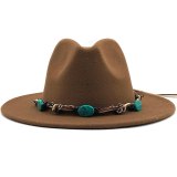 Wide Brim Wool Felt Fedora Panama Hat Hats JX-8211169
