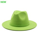 Men Women Wide Brim Wool Felt Jazz Fedora Hats JX-55569