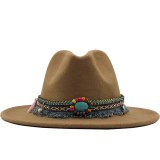 New Men Women Wide Brim Wool Felt Fedora Hat Hats JX-30789