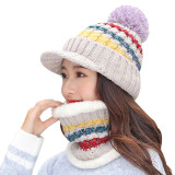 Winter Visor Hats Women Mixed Color Knit Hat Hair Ball Hats TM-57824413834763