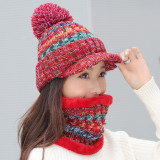 Winter Visor Hats Women Mixed Color Knit Hat Hair Ball Hats TM-57824413834763