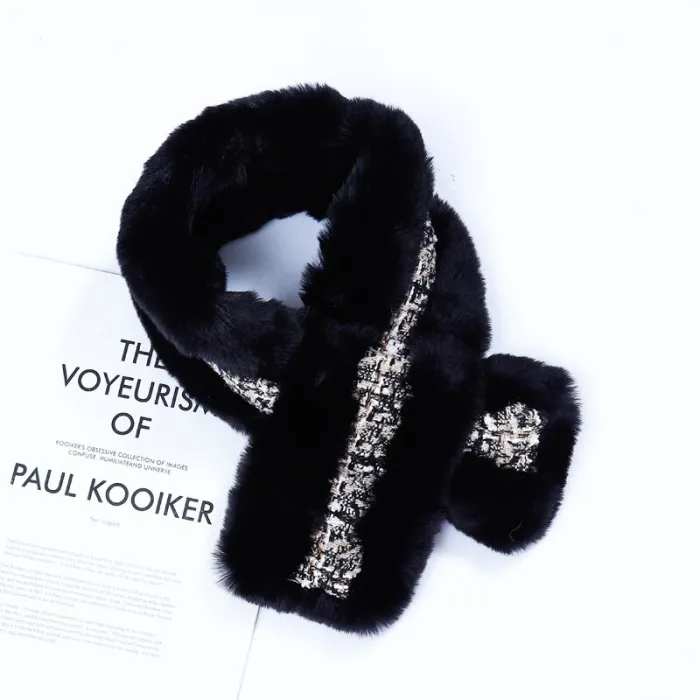 Women Winter Lamb-like Faux Rabbit Fur Neck Scarf Scarves 11035