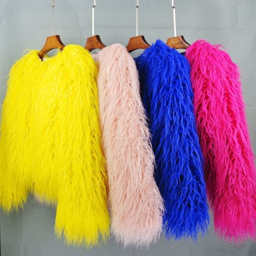 Colorful Furry Faux Fur Coat Coats WT-D63