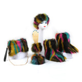 Hot Sale Faux Fur Boots Headband Bags HY—FHLXBDXSJT52
