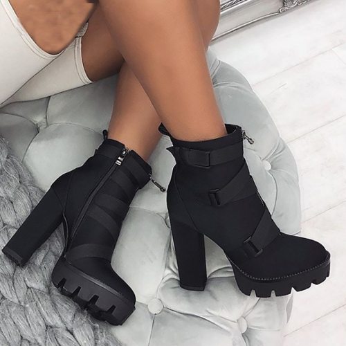 Woman Black Sexy High Heel Heels Short Boots GCBOO1807586