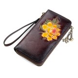 Ladies Retro Wallet Leather Large-Capacity Clutch RFID Mobile Phone Bags 60046