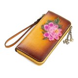 Ladies Retro Wallet Leather Large-Capacity Clutch RFID Mobile Phone Bags 60046