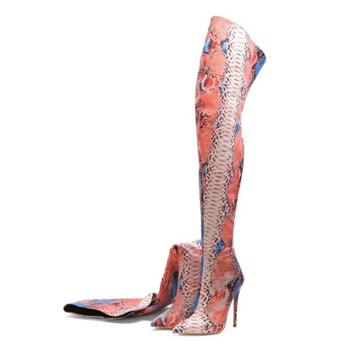 Women's Snakeskin Over The knee Boots Woman High Heels Shoes wj02132