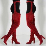 New Solid Suede Leather Women Over Knee Long Boots High heels