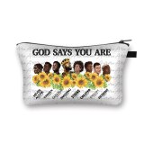 God Says You Are Cosmetic Bags Afro Latin America Women Makeup Bags Black Girs  Cosmetic Case Ladies Organizers Bag for travel