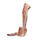 Women's Snakeskin Over The knee Boots Woman High Heels Shoes wj02132
