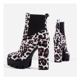 Leopard Print Women Chunky Heels Ladies Short Boots LSBOO18079810