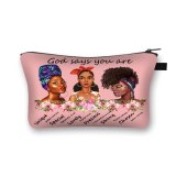 God Says You Are Cosmetic Bags Afro Latin America Women Makeup Bags Black Girs  Cosmetic Case Ladies Organizers Bag for travel