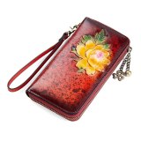 Ladies Retro Wallet Leather Large-Capacity Clutch RFID Mobile Phone Bags 60046