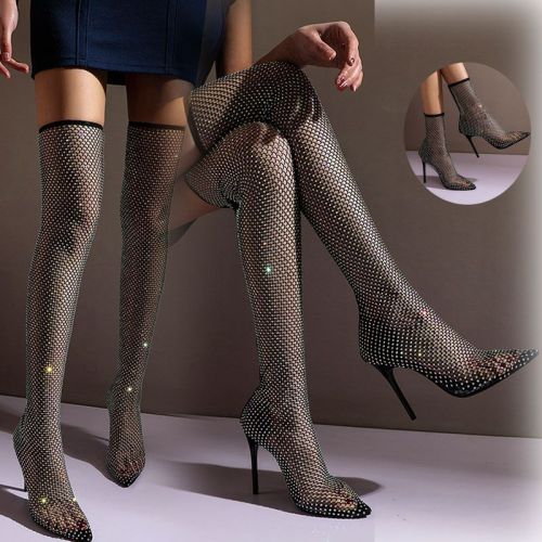 Women Sexy High Heels Rhinestone Over The Knee Boots