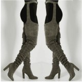 New Solid Suede Leather Women Over Knee Long Boots High heels