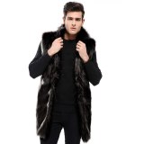 New Winter Fashion Men Faux Fur Sleeveless Vest Long Overcoat