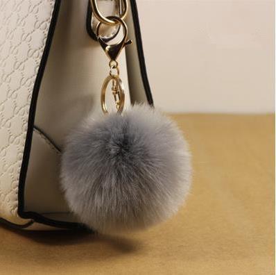 Rabbit Fur Pompom Ball Keychain Keyrings 1021